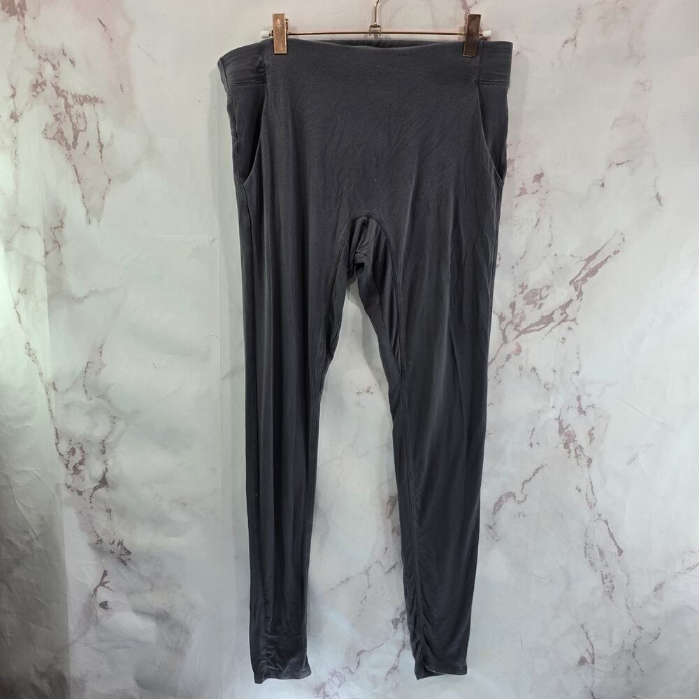 Lunya Leggings Womens Medium Gray Crop High Rise Bamboo Rayon Pockets Ruch Pants